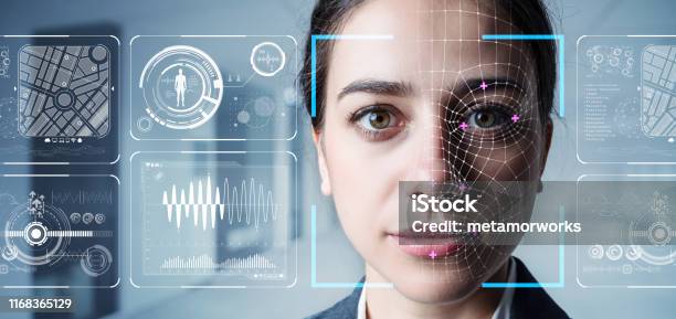 Authentication By Facial Recognition Concept Biometric Security System Stock Photo - Download Image Now