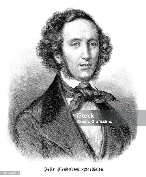 Felix Mendelssohn Bartholdy Composer Portrait 1897 Stock Illustration - Download Image Now - Felix Mendelssohn - Composer, Composer, 1880