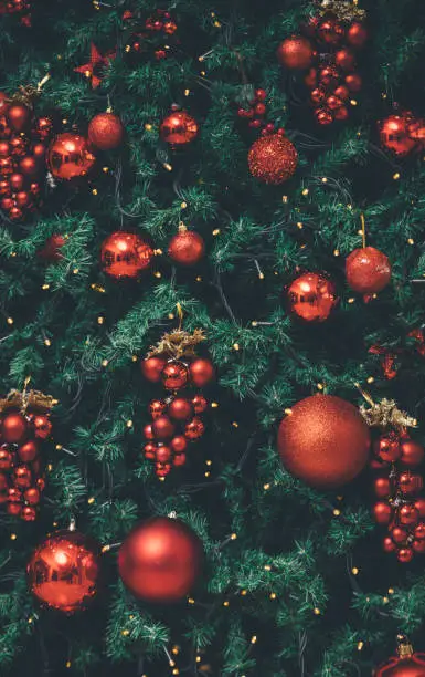 Photo of Decorated Christmas tree with red balls