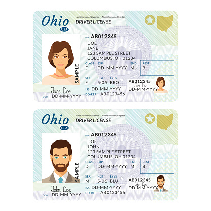 Ohio Permit Example Card Vector Template Of Sample Driver License Plastic Card For Usa Ohio ...