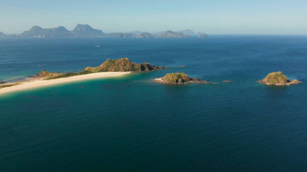istock Wide tropical beach with white sand, view from above 1168372812