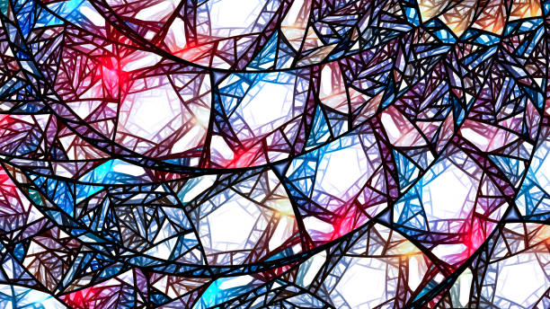 istock Colorful glowing stained glass pentagon pattern 1168374851