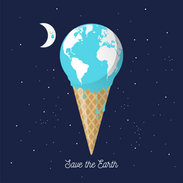 ilustrações de stock, clip art, desenhos animados e ícones de ice cream globe stock illustration - pollution planet sphere nature