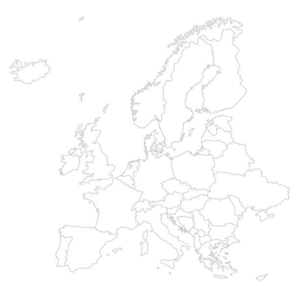illustrazioni stock, clip art, cartoni animati e icone di tendenza di illustrazione di europa map / outline stock - europa continente