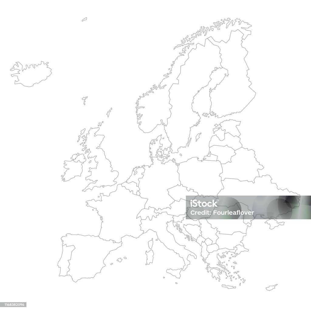 歐洲地圖 / 大綱庫存插圖 - 免版稅歐洲圖庫向量圖形