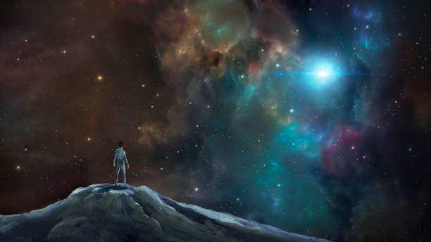 istock Space scene. Man stand on rock with colorful nebula and stars. https://solarsystem.nasa.gov/resources/480/venus-3d-perspective-view-of-maat-mons 1168386148