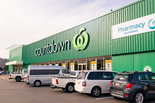 New Zealand - The facade and entrance to a Countdown supermarket.