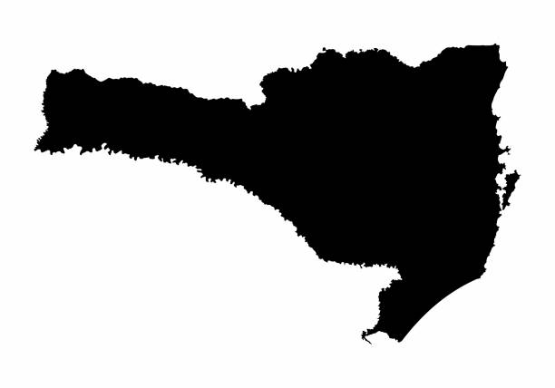 ilustrações de stock, clip art, desenhos animados e ícones de santa catarina state silhouette map - topography map contour drawing outline