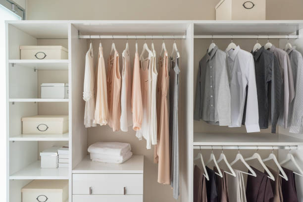istock modern wardorbe with set of clothes 1168407507