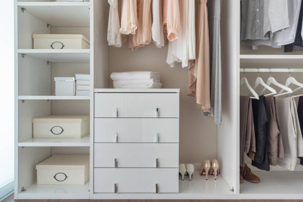 istock modern wardorbe with set of clothes 1168407548