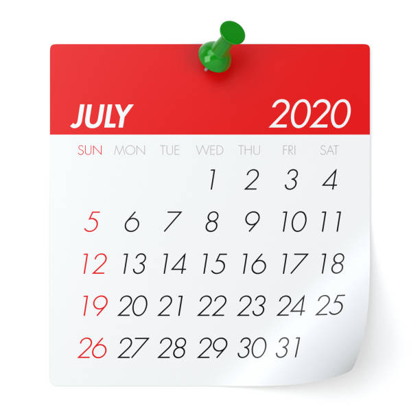 istock July 2020 - Calendar. Isolated on White Background. 3D Illustration 1168407678