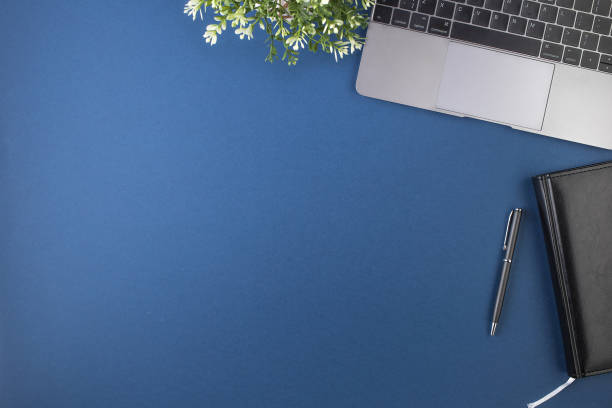 Workspace desk workspace, blue, background, desk table top shot stock pictures, royalty-free photos & images