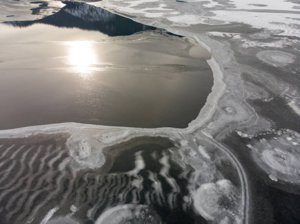 istock Aerial view on frozen lake 1168408026