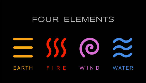 vier elemente neue lagerillustration - die vier elemente stock-grafiken, -clipart, -cartoons und -symbole