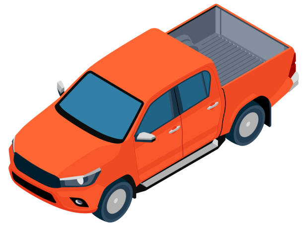 isometrischer pickup-vektor - pick up truck illustrations stock-grafiken, -clipart, -cartoons und -symbole