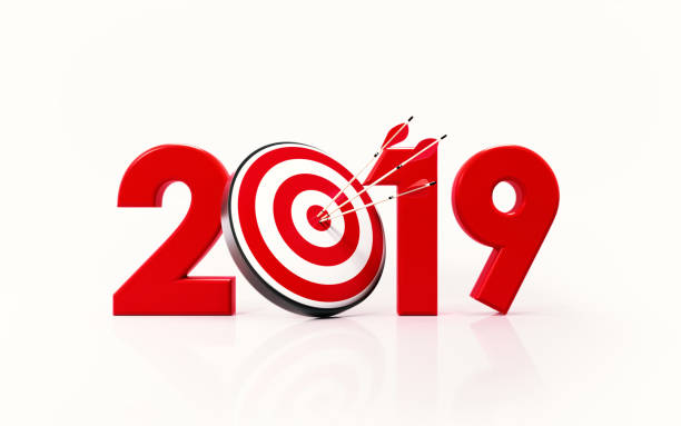 istock 2019 and Bulls Eye Target on White Background 1168415061