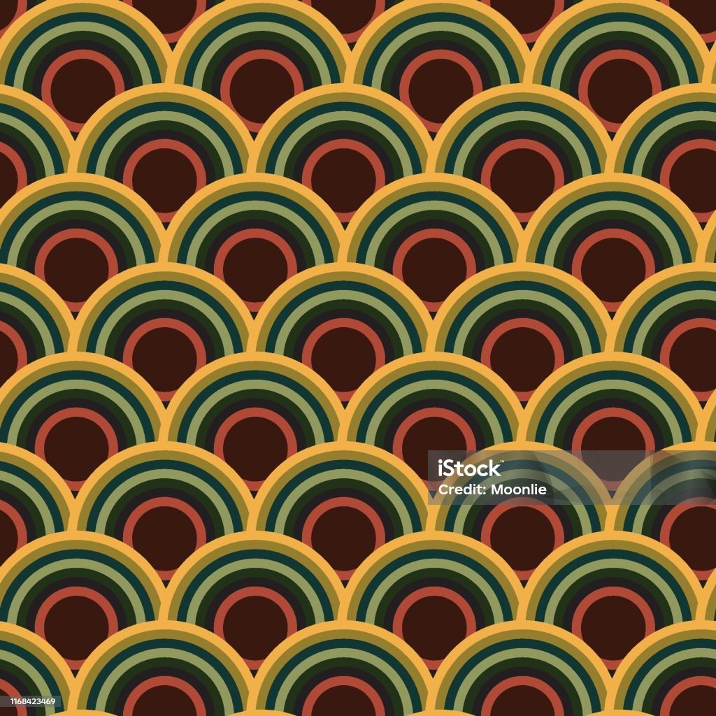 Scallop Pattern Target Scallop Scale Circle Seamless Repeat Pattern Design Stock Illustration ...
