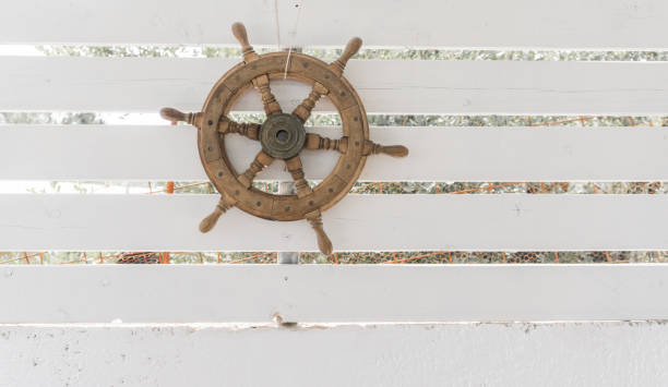 istock Old Vintage Wooden Helm Wheel 1168424317