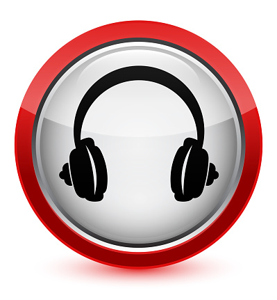 Headphone icon isolated on crystal red round button abstract illustration