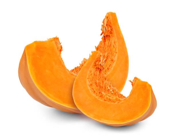 istock Slices of pumpkin isolated on white background 1168429825