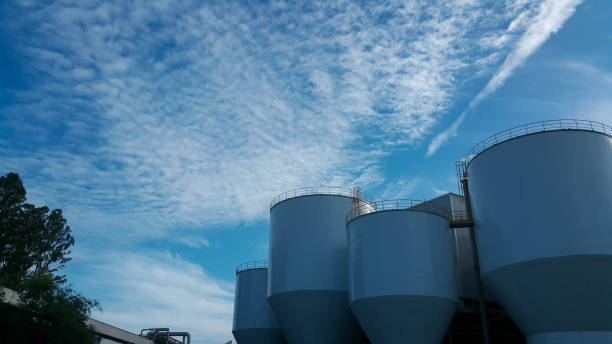 istock Beautiful blue sky with cloud over the factory 1168431009