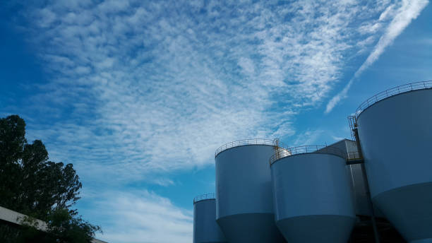 Beautiful blue sky with cloud over the factory