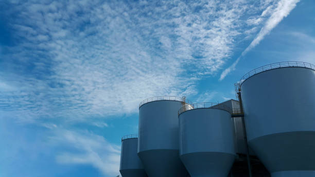 istock Beautiful blue sky with cloud over the factory 1168431172