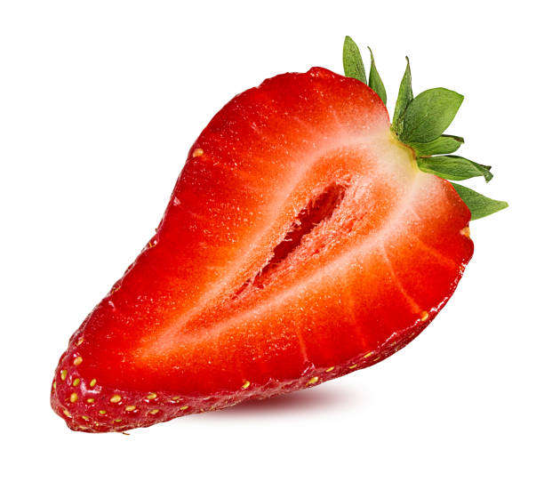 istock Half strawberry isolated on white background with clipping path 1168432281