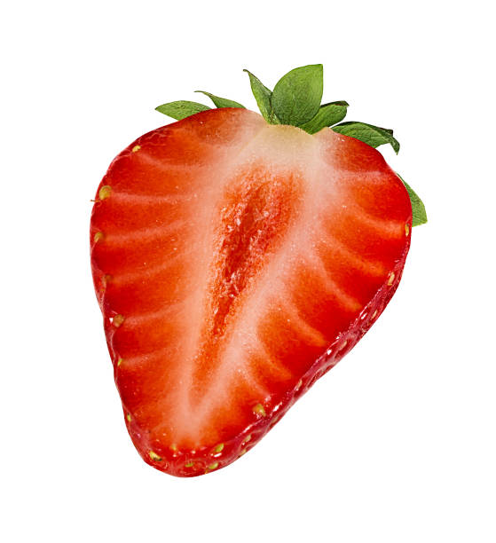 istock Half strawberry isolated on white background with clipping path 1168435414