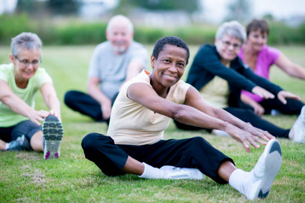 istock Diverse group of senior citizens exercising together 1168441539