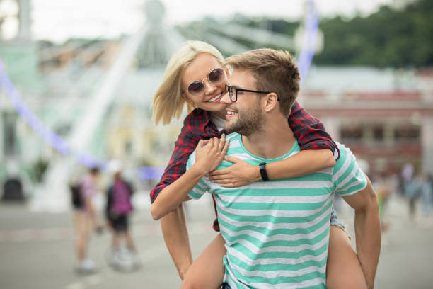 istock Happy young couple in city 1168441813