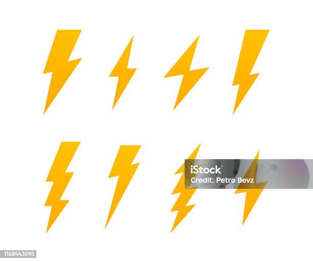 Stellen Sie Die Blitzschraube Ein Blitzschlag Blitzschlag Moderne Flache Stil Vektorillustration Stock Vektor Art und mehr Bilder von Gewitterblitz