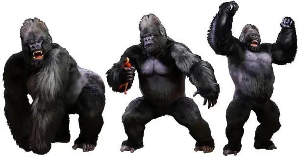 Photo of Giant monstrous gorillas 3D illustration