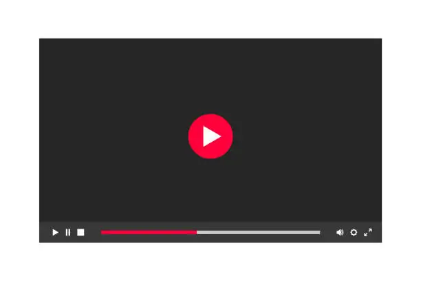 Vector illustration of Dark theme of video player window in a night mode.