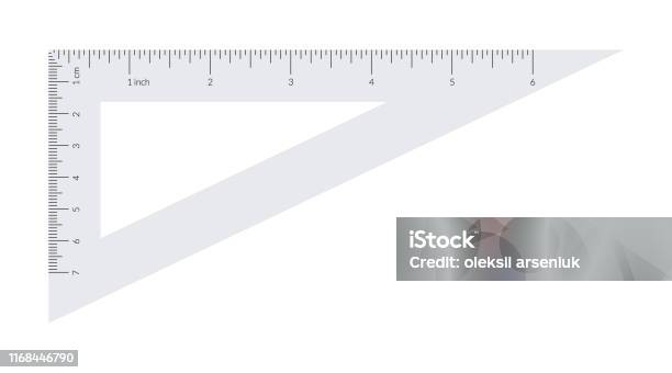 Triangle Ruler Unit Plastic Triangle With Metric And Imperial Units Ruler Scale Stock ...