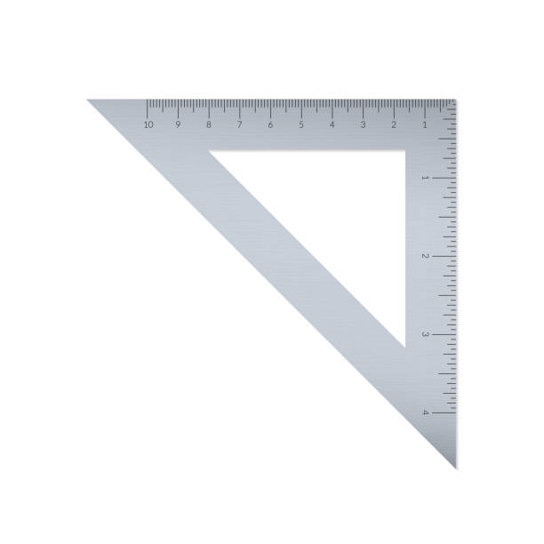 istock Steel isosceles triangle with metric and imperial units ruler scale. 1168446971