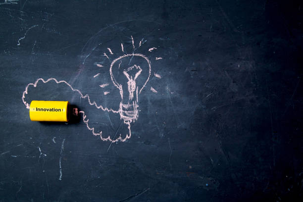 istock Creative, bright idea and innovation or inspiration concept. Business solution. Lamp pattern and battery. 1168448248