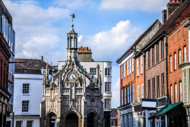 Chichester Cross Clock In West Sussex, England Chichester Cross Clock In West Sussex, England chichester stock pictures, royalty-free photos & images