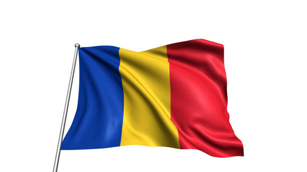 istock flag of Romania with fabric structure in the wind 1168456210