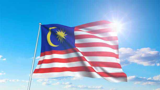 istock Flag of Malaysia with fabric structure against a cloudy sky 1168456431