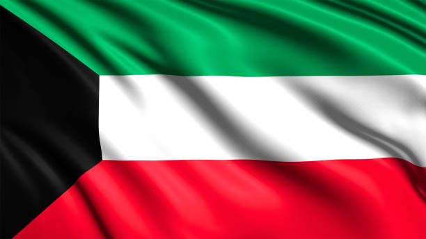 istock Flag of Kuwait with fabric structure in the wind 1168456540