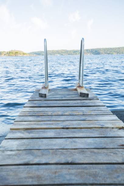 istock wooden pier on the deep blue water 1168461546
