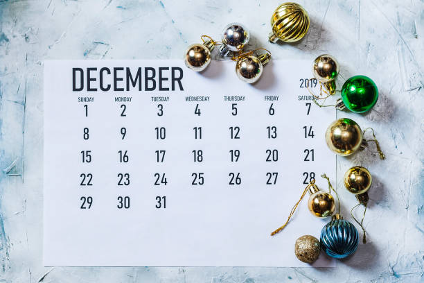 kalendarz miesięczny na grudzień 2019 - calendar holiday december christmas zdjęcia i obrazy z banku zdjęć