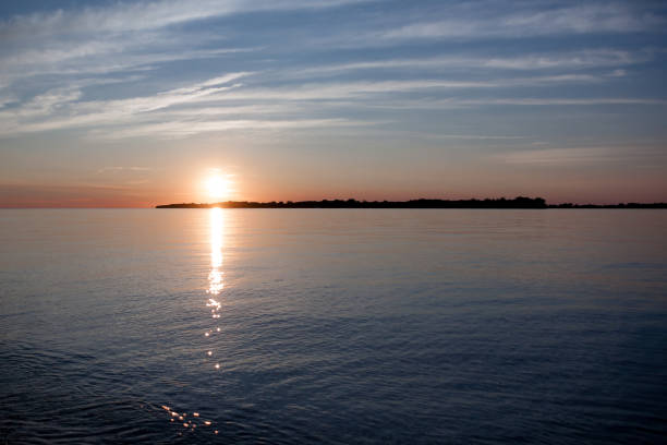 Looking form the beach of Middle Bass towards North Middle Bass Island across a section of Lake Erie in Ohio