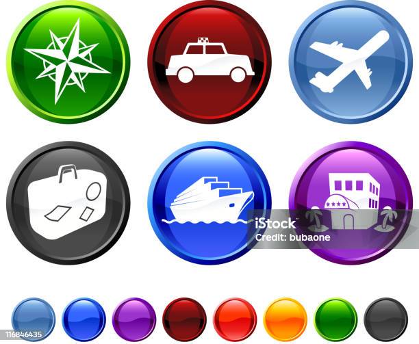 Vacation And Travel Royalty Free Vector Icon Set Stock Illustration - Download Image Now - Airplane, Black Color, Blue