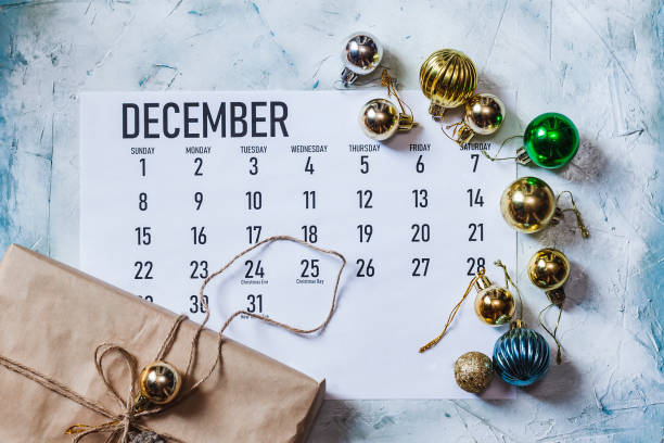 kalendarz miesięczny na grudzień 2019 - calendar holiday december christmas zdjęcia i obrazy z banku zdjęć