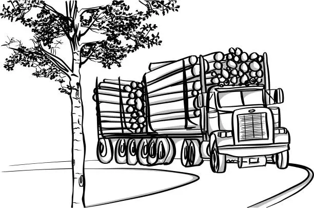 Vector illustration of Logging Transport