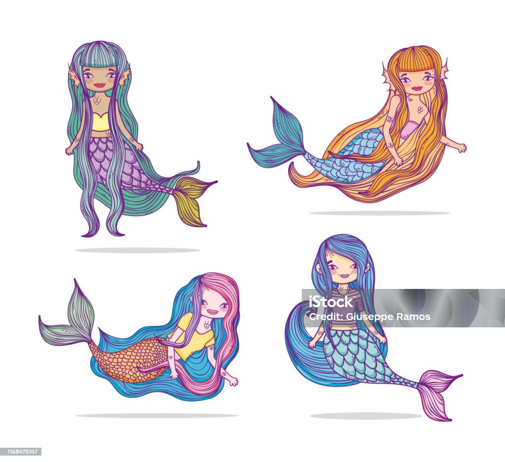 Phim Hoạt Hình Nàng Tiên Cá Dễ Thương Hình minh họa Sẵn có - Tải ...