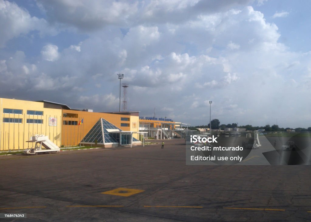 N'Djamena International Airport, serves the capital of Chad N'Djamena International Airport - Chad's only international airport -  iata code NDJ, icao code FTTJ - civilian area - built on the site of a colonial French military base and still used by the french air force in anti-terrorist and other operations. Central Africa Stock Photo