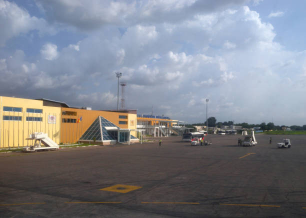 N'Djamena International Airport, serves the capital of Chad N'Djamena International Airport - Chad's only international airport -  iata code NDJ, icao code FTTJ - civilian area - built on the site of a colonial French military base and still used by the french air force in anti-terrorist and other operations. chad central africa stock pictures, royalty-free photos & images
